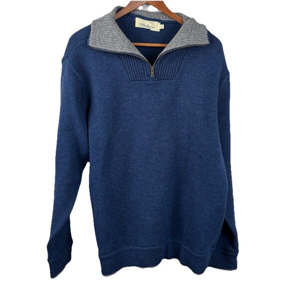 Irelands Eye 100% Wool Men’s 1/4 Zip Pullover Knit Sweater Men’s Size XL Blue - Picture 2 of 7